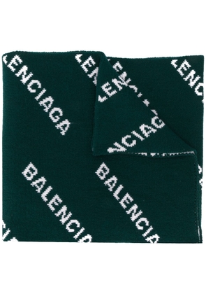 Balenciaga Allover Logo scarf - Green