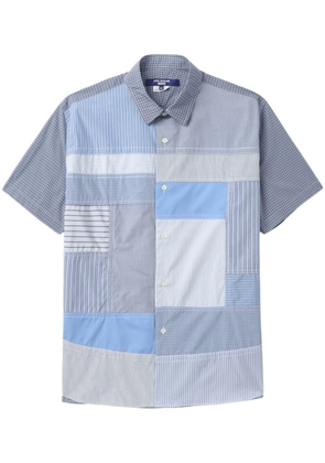 Junya Watanabe MAN striped patchwork cotton shirt - Blue