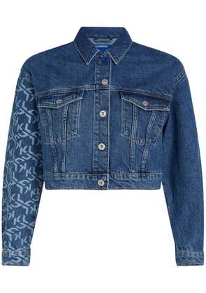 Karl Lagerfeld Jeans monogram-print cropped denim jacket - Blue
