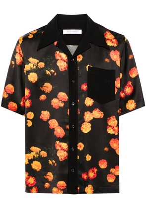 Wales Bonner Highlife floral-print satin shirt - Black