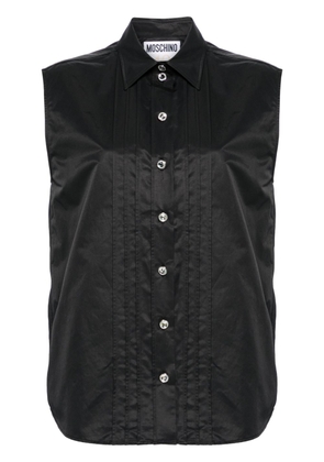 Moschino crystal-buttons sleeveless shirt - Black