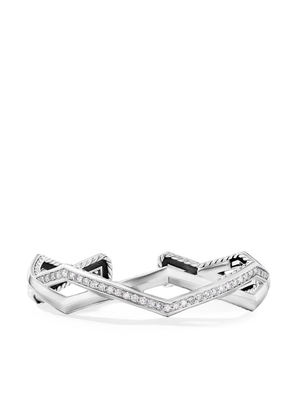 David Yurman sterling silver Stax diamond cuff bracelet