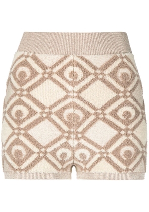 Marine Serre chunky jacquard knitted shorts - Neutrals