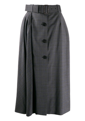 Prada belted check midi skirt - Grey