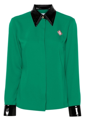 Casablanca contrast-collar crepe shirt - Green