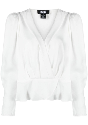 DKNY pleat-detail satin-finish blouse - White