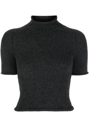 Alexander Wang COMPACT KNIT TEE WITH JERSEY ROLL TRIMS - Grey