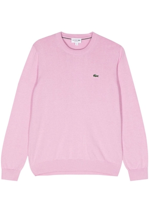 Lacoste logo-patch fine-ribbed jumper - Pink
