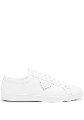 Prada Pre-Owned triangle-logo leather sneakers - White