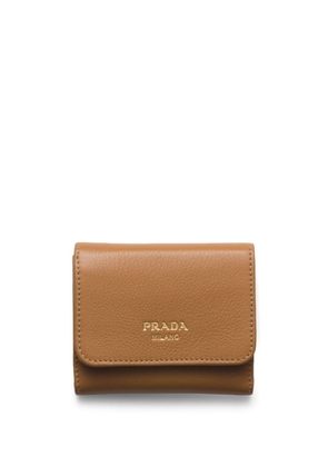 Prada logo-debossed leather wallet - Brown