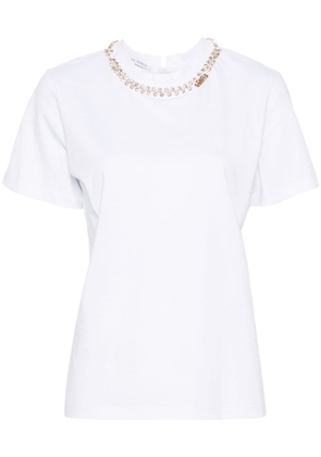 Alberta Ferretti crystal-embellished cotton T-shirt - White