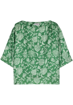 Alberto Biani floral-print silk blouse - Green