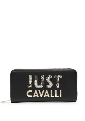 Just Cavalli logo-lettering zip-up wallet - Black