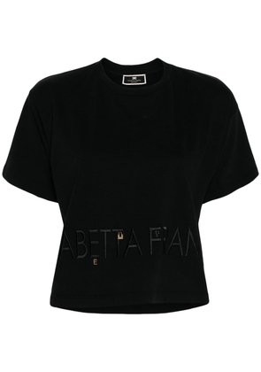 Elisabetta Franchi logo-embroidered cotton T-shirt - Black