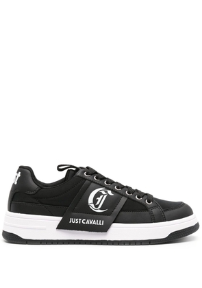 Just Cavalli logo-print leather sneakers - Black