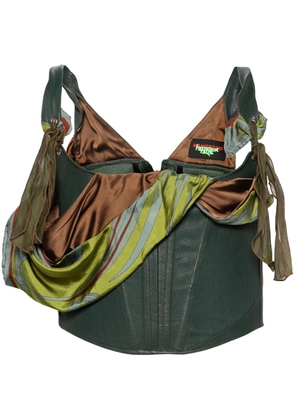 FREDERIK TAUS attached-scarf corset top - Green