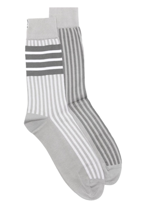 Thom Browne 4-Bar stripe mid-calf socks - Grey