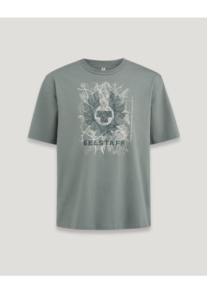 Belstaff Map Graphic Oversized T-shirt Men's Heavy Cotton Jersey Mineral Green Size 3XL