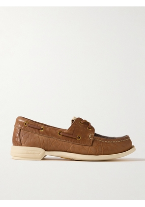 Visvim - Americana II Eye-Folk Textured-Leather Boat Shoes - Men - Brown - US 8
