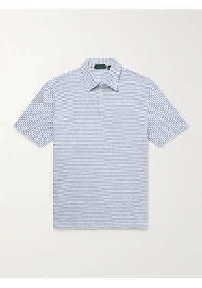 Incotex - Zanone Slim-Fit Striped Linen and Cotton-Blend Polo Shirt - Men - Blue - IT 44