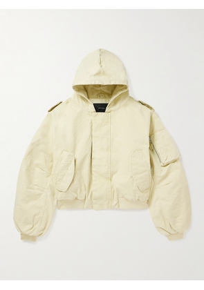 Entire Studios - W2 Cropped Padded Washed Cotton-Canvas Hooded Bomber Jacket - Men - Yellow - M