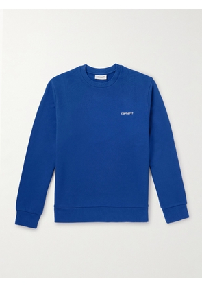 Carhartt WIP - Script Logo-Embroidered Cotton-Blend Jersey Sweatshirt - Men - Blue - S