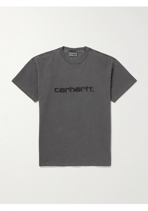 Carhartt WIP - Duster Logo-Embroidered Garment-Dyed Cotton-Jersey T-Shirt - Men - Gray - S