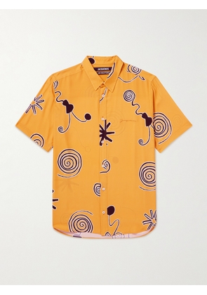 Jacquemus - Melo Logo-Embroidered Printed Crepe Shirt - Men - Yellow - IT 46