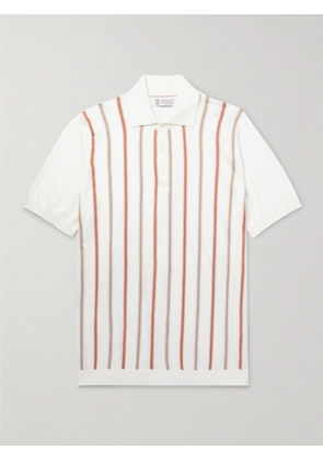 Brunello Cucinelli - Striped Cotton Polo Shirt - Men - White - IT 46