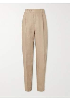 Brunello Cucinelli - Straight-Leg Pleated Linen Suit Trousers - Men - Neutrals - IT 46