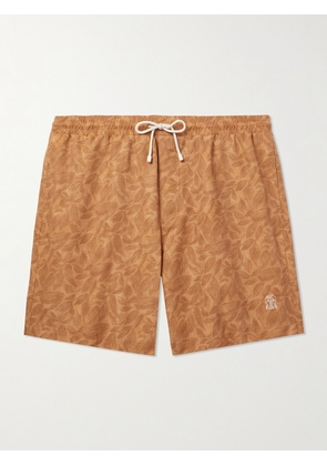 Brunello Cucinelli - Straight-Leg Mid-Length Printed Swim Shorts - Men - Orange - XS