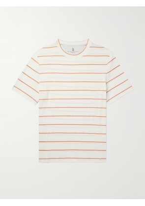 Brunello Cucinelli - Striped Linen and Cotton-Blend T-Shirt - Men - Neutrals - XS