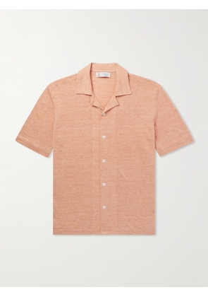 Brunello Cucinelli - Camp-Collar Linen and Cotton-Blend Shirt - Men - Orange - IT 44