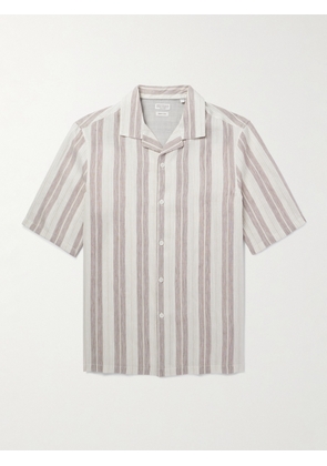Brunello Cucinelli - Camp-Collar Striped Linen and Lyocell-Blend Shirt - Men - Neutrals - S