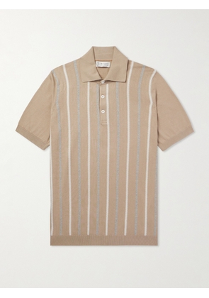 Brunello Cucinelli - Striped Cotton Polo Shirt - Men - Neutrals - IT 46