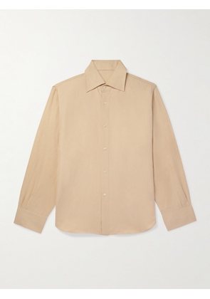 Stòffa - Spread-Collar Cotton and Linen-Blend Shirt - Men - Neutrals - IT 44