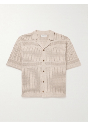 LE 17 SEPTEMBRE - Camp-Collar Open-Knit Cotton-Blend Shirt - Men - Neutrals - IT 46