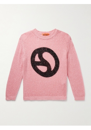 Acne Studios - Kitaly Glittered Logo-Print Knitted Sweater - Men - Pink - XS