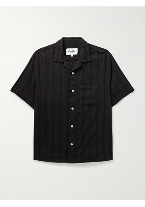 Corridor - Camp-Collar Striped Cotton-Seersucker Shirt - Men - Black - S