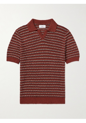 Mr P. - Metallic Textured Linen and Cotton-Blend Polo Shirt - Men - Red - XS