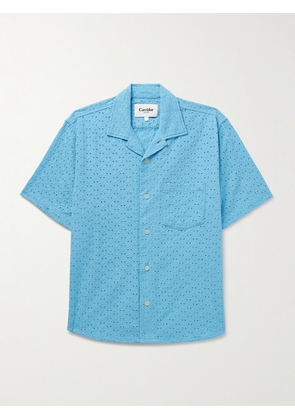 Corridor - Camp-Collar Broderie Anglaise Cotton Shirt - Men - Blue - S