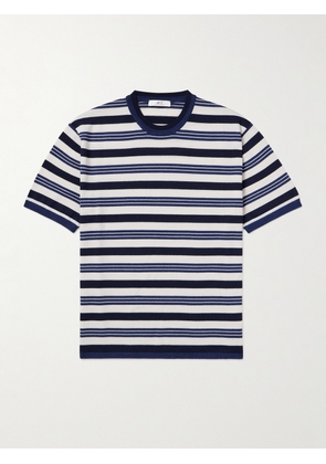 Mr P. - Striped Merino Wool T-Shirt - Men - Blue - XS
