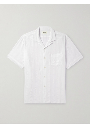Hartford - Convertible-Collar Striped Cotton-Dobby Shirt - Men - White - S