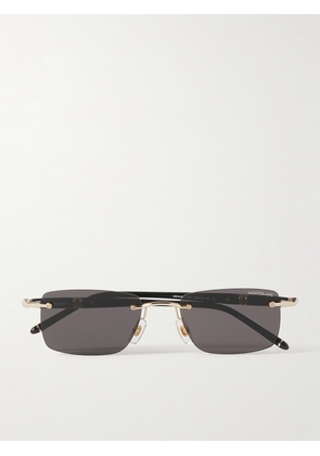 Montblanc - Meisterstück Rimless Rectangular-Frame Gold-Tone and Acetate Sunglasses - Men - Black