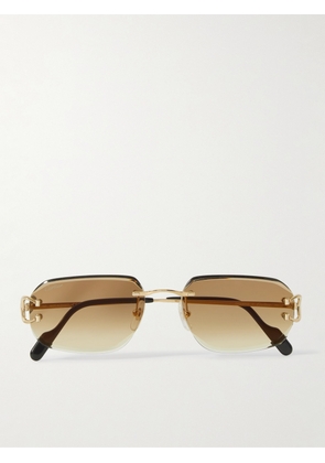 Cartier Eyewear - Signature C Rimless Rectangular-Frame Gold-Tone Sunglasses - Men - Gold