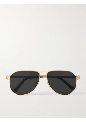Cartier Eyewear - Santos de Cartier Aviator-Style Gold-Tone Sunglasses - Men - Gold