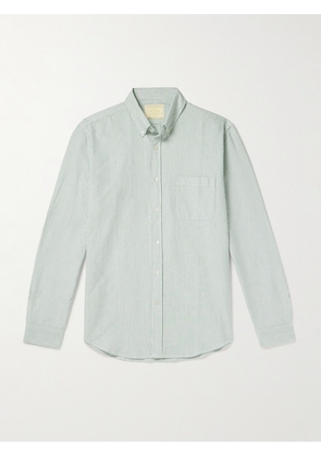 Portuguese Flannel - Belavista Button-Down Collar Striped Cotton Oxford Shirt - Men - Green - XS