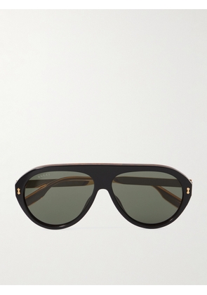 Gucci Eyewear - Aviator-Style Acetate and Gold-Tone Sunglasses - Men - Black