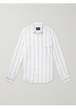 Drake's - Striped Linen Shirt - Men - White - XS