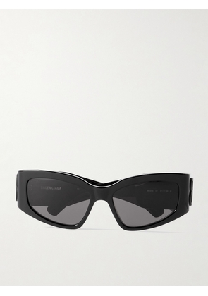 Balenciaga - Logo-Embellished Rectangular-Frame Acetate Sunglasses - Men - Black
